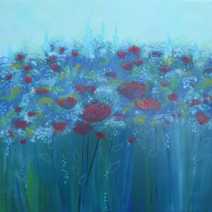 Poppies with teal